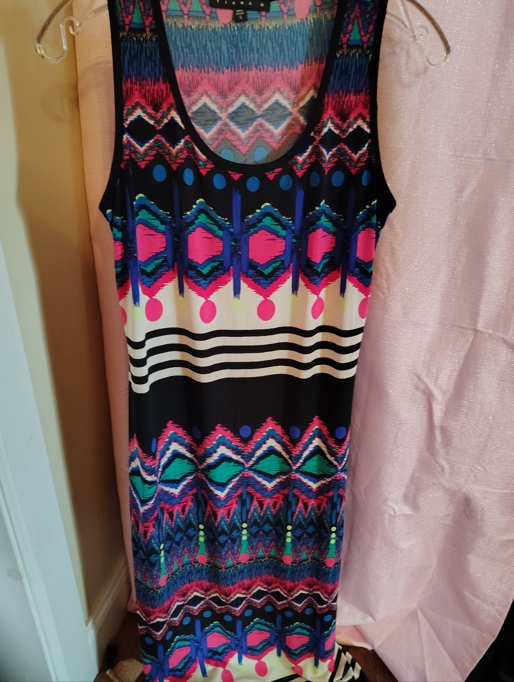 Tiana B. Multicolor Geometric Tank Dress - Pink & Blue